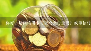 你好，请问信用卡可以充支付宝吗？或微信付款？