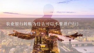 农业银行转账为什么可以不要开户行？