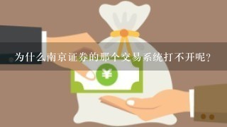 为什么南京证券的那个交易系统打不开呢?