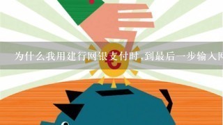 为什么我用建行网银支付时,到最后一步输入网银盾密