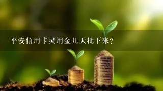 平安信用卡灵用金几天批下来？