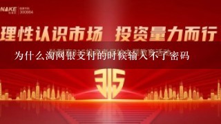 为什么淘网银支付的时候输入不了密码