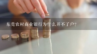 东莞农村商业银行为什么开不了户？