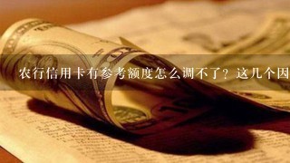 农行信用卡有参考额度怎么调不了？这几个因素是关键