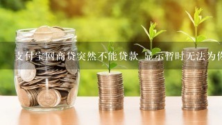 支付宝网商贷突然不能贷款 显示暂时无法为你提供贷