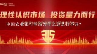 中国农业银行网站为什么总是打不开？